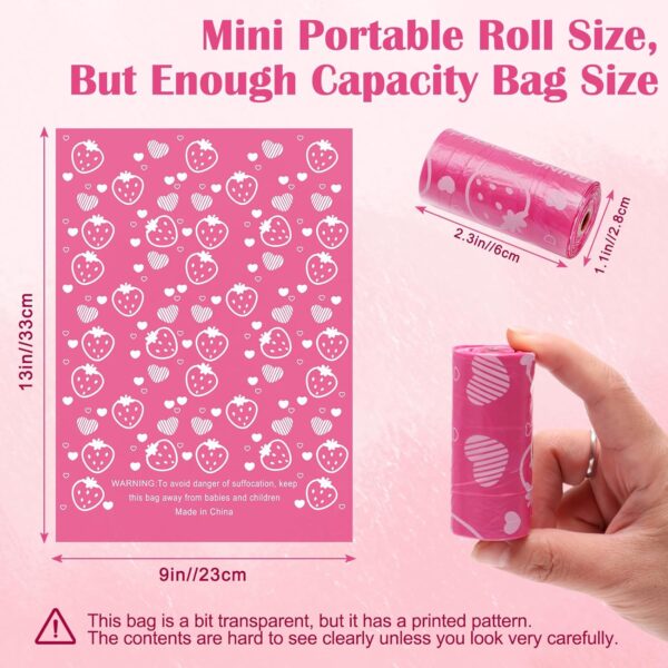 150Pcs Sanitary Napkin Disposal Bags, Luxiv Pink Disposable Sanitary Bag Personal Care Disposal Bags for Tampons Trash Bag, Disposable Mini Bag for Women Privacy Handling Bag Diaper Sack (Pink) - Image 2