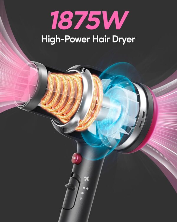 Wavytalk Professional Hair Dryer with Diffuser, 1875W Blow Dryer Ionic Hair Dryer for Women with Constant Temperature, Hair Dryer with Ceramic Technology Fasting Drying Light and Quiet, Black - Image 3