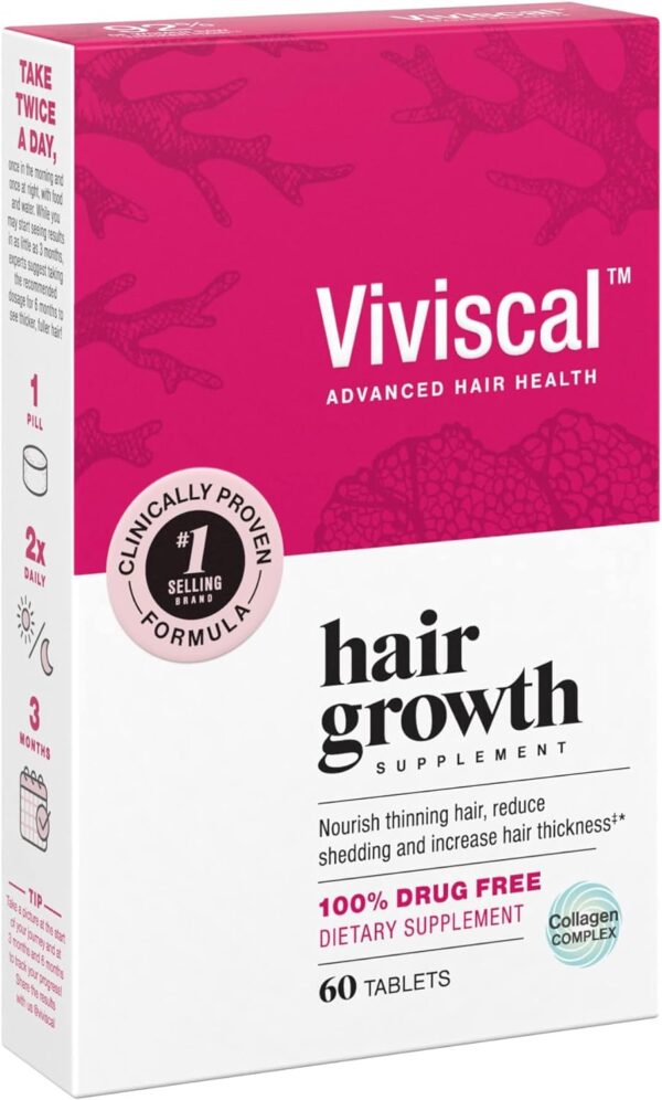 Viviscal Hair Growth Supplements for Women to Grow Thicker, Fuller Hair, Clinically Proven with Proprietary Collagen Complex, 60 Count (Pack of 1), 1 Month Supply - Image 11