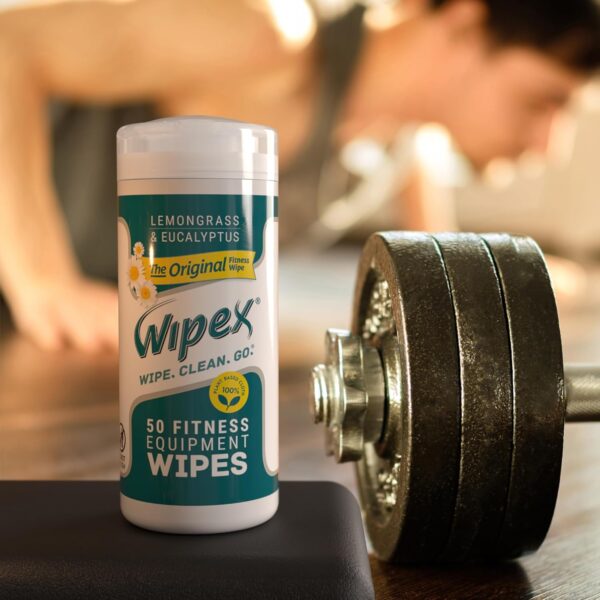 Wipex Fitness Equipment Wipes - Original Natural Plant Based Gym Wipes for Equipment, Clean Surfaces at Home or Gym, Use as a Yoga Mat Cleaner, Lemongrass, Eucalyptus & Vinegar, 50 Count (Pack of 1) - Image 6