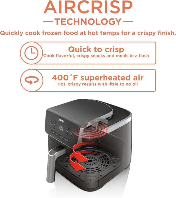 Ninja Air Fryer Pro 4-in-1 with 5 QT Capacity, Air Fry, Roast, Reheat, Dehydrate, Air Crisp Technology with 400F for hot, crispy results in just minutes, Nonstick Basket & Crisper Plate, Grey, AF141 - Image 2