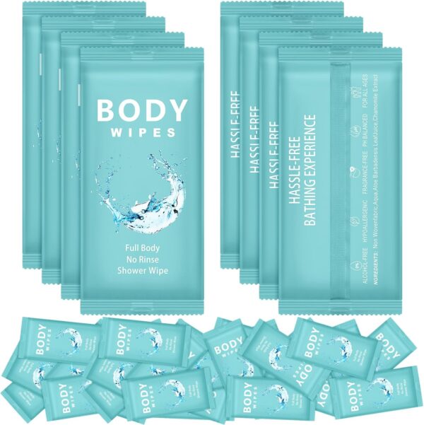 Treela 300 Pcs Large Body Wipes Individually Wrapped Bath Wipes for Adults Bathing No Rinse Shower Wipes Bulk Deodorant for Homeless Personal Cleansing Wipes for Travel Gym(Blue, 7.09" x 9.84")