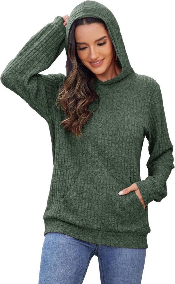 Womens Long Sleeve Shirts Kangaroo Pocket Fashion Hoodies Fall Pullover Sweatshirts - Image 3