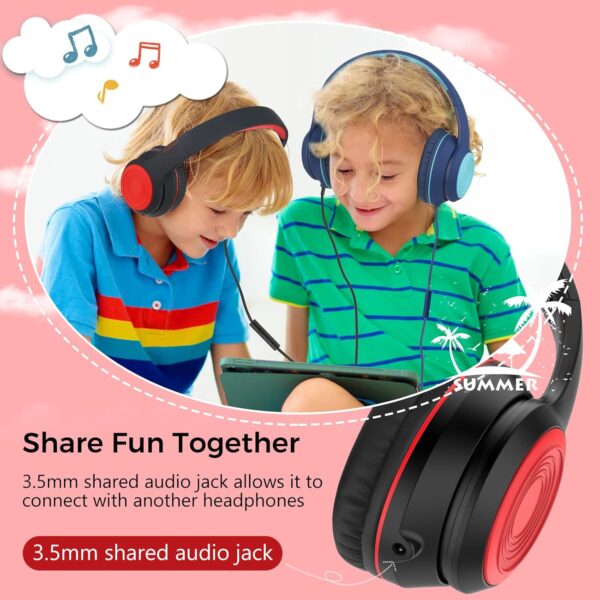 RORSOU K9 Kids Headphones with Microphone, Folding Stereo Bass Headset with 1.5M No-Tangle Cord for Children/Teens/School/Adults, Portable Wired Headphones for Smartphone Tablet Computer MP3/4 (Black) - Image 5