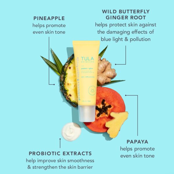 TULA Skin Care Protect + Glow Daily Sunscreen Gel Broad Spectrum SPF 30 - Skincare-First, Non-Greasy, Non-Comedogenic & Reef-Safe with Pollution & Blue Light Protection, Supersize, 3.38 oz - Image 4