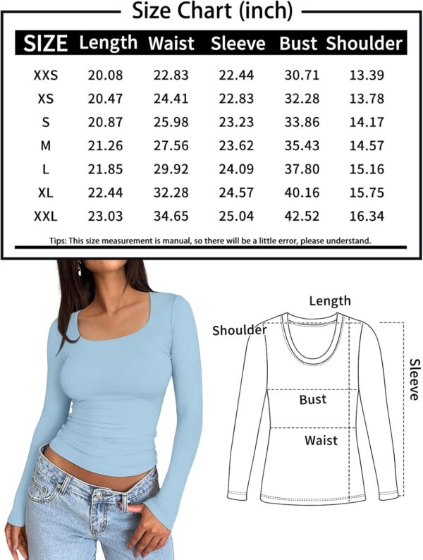 Trendy Queen Womens Long Sleeve Shirts Crop Tops Basic Double Layering Tight Slim Fit Y2K T Shirts Winter Clothes 2024 - Image 6