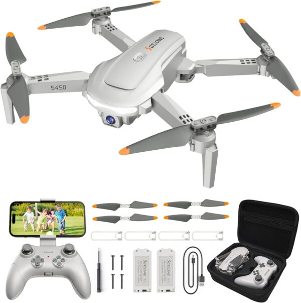 S450 Drone with Camera for Adults, 1080P HD FPV Drones for Kids with Carrying Case, One Key Take Off/Land, Speed Adjustment,Altitude Hold, Mini Foldable RC Quadcopter Toys Gifts for Beginners