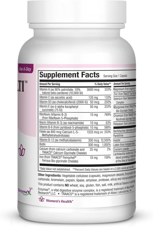 Women's Daily Multivitamin Once Daily Biotin, Vitamins A B C D E, Calcium, Zinc, Lutein, Magnesium, Folic Acid and More. Natural, Non-GMO, Gluten Free & Dairy Free Kosher (60 Count) - Image 2