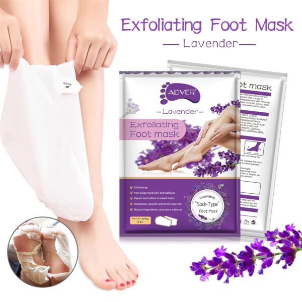 ALIVER Foot Peel Mask 3 Pack, Exfoliator Peel Off Calluses Dead Skin Callus Remover, Baby Soft Smooth Touch Feet-Men Women (Lavender) - Image 6