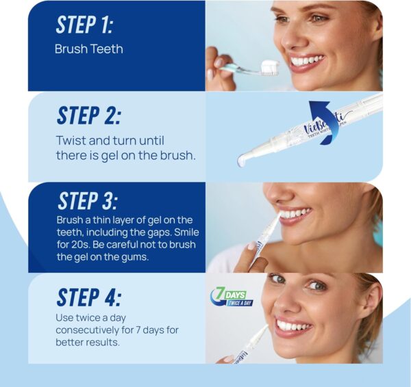 VieBeauti Teeth Whitening Pen (3 Pcs), 30+ Uses, Effective, Painless, No Sensitivity, Travel-Friendly, Easy to Use, Beautiful White Smile, Mint Flavor - Image 6