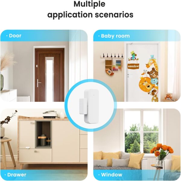 TREATLIFE WiFi Smart Door Sensor 3 Pack, 2.4GHz Window Alarm Sensor, Wireless Contact Sensor for Home Security, Smart Home Devices Compatible with Alexa and Google Assistant - Image 5