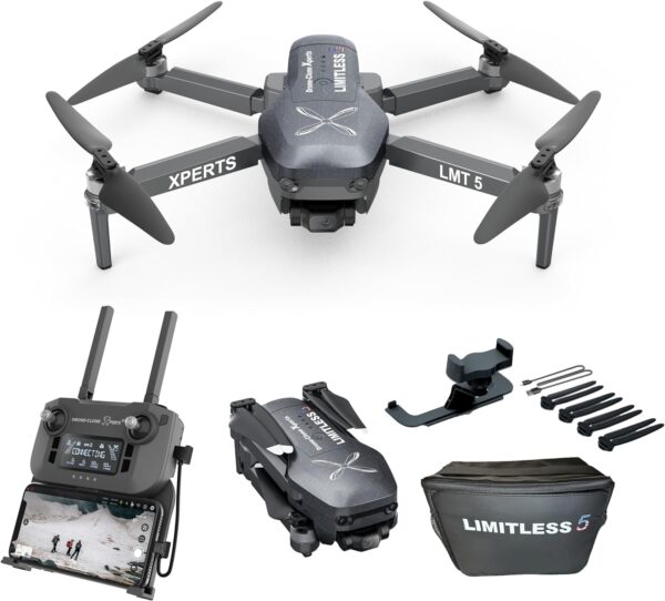 X Pro LIMITLESS 5 Camera Drone for Adults - GPS 4K UHD Drones with Obstacle Avoidance - 3-Axis Gimbal - Auto Return and Follow Mode - Long Flight Time & Control Range - Live Video - FAA RID Compliant