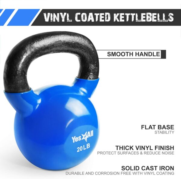 Yes4All Combo Kettlebells Vinyl Coated Weight Sets Great for Full Body Workout Equipment Push up, Grip Strength and Strength Training, Dumbbell Weights Exercises - Image 2