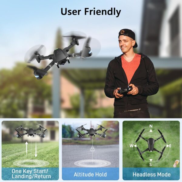 ATTOP Drone with Camera for Adults&Kids, Foldable 1080P FPV 120°FOV Drone w/3 Batteries 30 Mins Flight Time, Drone for kids 8-12 w/Carrying Case, VR Mode, Voice&Gesture Control, 1-key Return, 3D Flip - Image 2