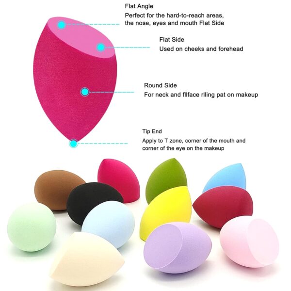 12 Pieces Professional Makeup Sponge Set,Latex Free Flawless Soft Setting Face Puffs,Multicolor Beauty Sponge Blender Cosmetic Applicator for Powder,Liquid,Facial Makeup Tools - Image 4