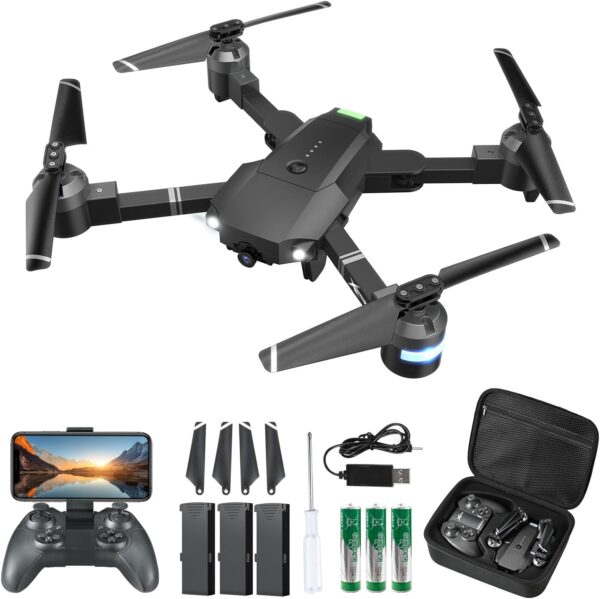 ATTOP Drone with Camera for Adults&Kids, Foldable 1080P FPV 120°FOV Drone w/3 Batteries 30 Mins Flight Time, Drone for kids 8-12 w/Carrying Case, VR Mode, Voice&Gesture Control, 1-key Return, 3D Flip