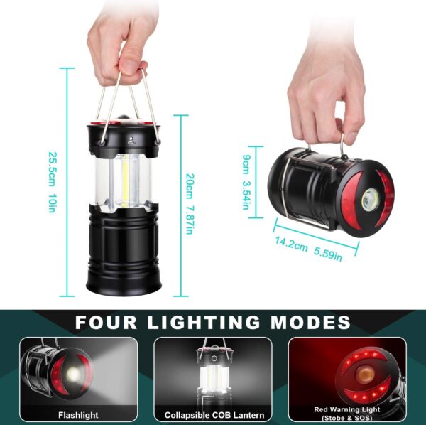 2 Pack Lantern Camping Essentials Lights, Led Flashlight for Power Outages, Tent Lights for Emergency, Survival Gear and Supplies for Hurricane, Rechargeable and Battery Powered Operated Lamp - Image 4