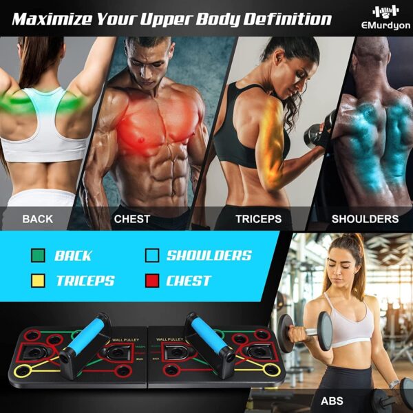 Push Up Board with Sit up Stand. Multifunctional Push Up Board with Resistance Bands, portable exercise equipment, Strength Training Equipment, Push Up Handles for Perfect Pushups, Home Fitness for Men - Image 2