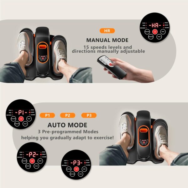 Under Desk Elliptical Machine, Ellipse Leg Exerciser for Seniors with 15 Adjustable Speed, Quiet & Portable Seated Pedal Exerciser, Ellipse Leg Exerciser While Sitting for Seniors with Remote Control - Image 7