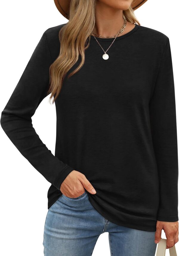 XIEERDUO Long Sleeve Shirts for Women Casual Crew Neck Basic Fall Tops Loose Fit Comfy - Image 2