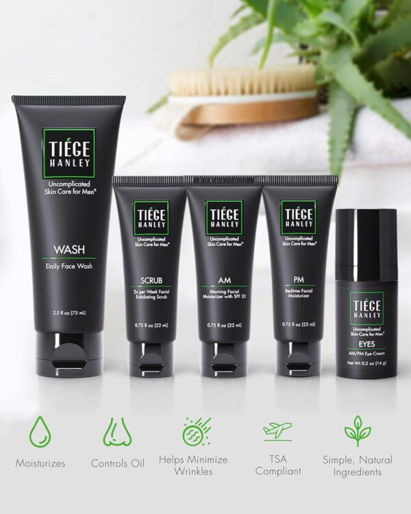 Tiege Hanley Mens Skin Care Set, Advanced Skin Care Routine for Men (System Level 2) - Face Wash Kit for Fines Lines - Men's Skincare Set Includes Face Wash, Facial Scrub, Moisturizer, & Eye Cream - Image 4