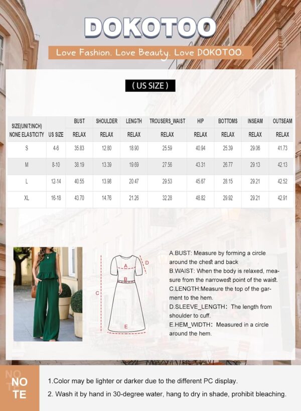 Dokotoo Pants Sets Women 2 Piece Outfits Sleeveless Round Neck Tank Tops Matching Sets for Women Elastic Waist Wide Leg - Image 6