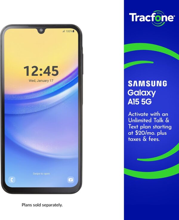 Tracfone | Samsung Galaxy A15 5G | Locked | 128GB | 5000mAh Battery | 50MP Main Camera| 6.5-in. AMOLED Display | Black - Image 2