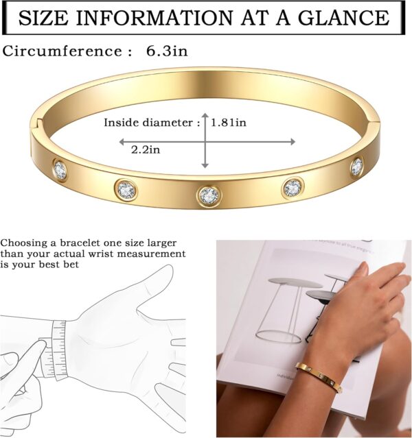 18K Gold Plated Bracelets for Women Love Bangle with Cubic Zirconia Crystal Friendship Bracelets for Women Fashion Simple Jewelry Gifts - Image 2