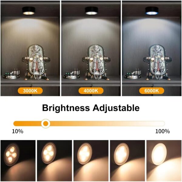 3-Pack Battery Operated Picture Light Magnetic Painting Light with 3 Lighting Modes,Remote and Dimmable Timer Art Display Light for Picture Artworking Frame Portrait,Wireless Wall Decor Puck Lights - Image 3