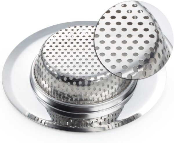 2PCS Kitchen Sink Strainer - Stainless Steel, Large Wide Rim 4.5" Diameter - Image 7