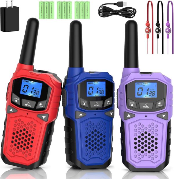 Walkie Talkies for Adults- WokTok Long Range Two Way Radio for Camping Hiking Hand Held Hiking Accessories Camping Gear Xmas Birthday Gift for Kids,SOS Siren,NOAA Weather Alert,3 Radios