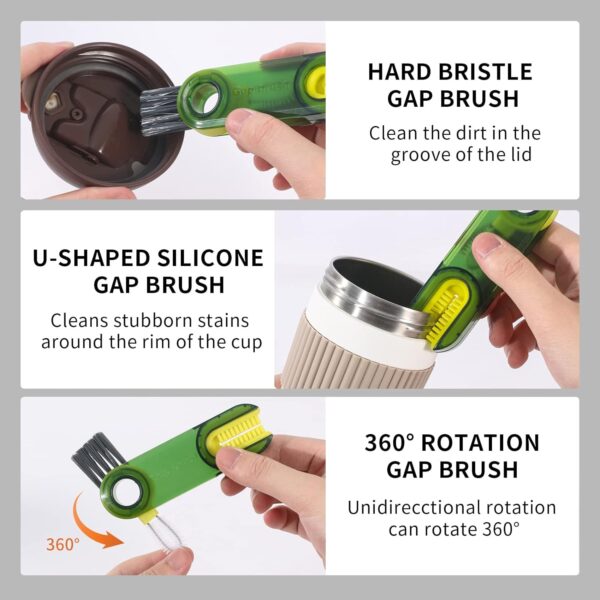 3 in 1 Cup Lid Gap Cleaning Brush Set, Multifunctional Insulation Bottle Cleaning Tools, Mutipurpose Tiny Silicone Cup Holder Cleaner, Home Kitchen Cleaning Tools - Image 2