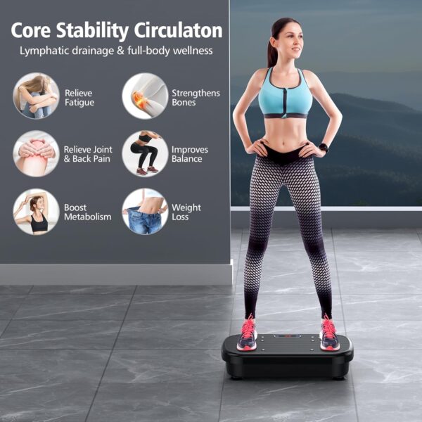 Vibration Plate Exercise Machine, Power Waver Vibration Plate Platform for Lymphatic Drainage Whole Body Vibration Plate Machine Helps Weight Loss Shaping Toning Wellness Home Gyms Workout - Image 5