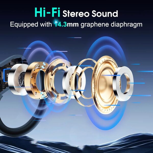 Wireless Earbuds 75hrs Bluetooth 5.3 Headphone Sport, 2024 Bluetooth Earbuds Stereo Deep Bass Over Ear Bud with Earhooks, ENC Noise Cancelling Mic, IPX7 Waterproof Earphone, Royal Blue - Image 6