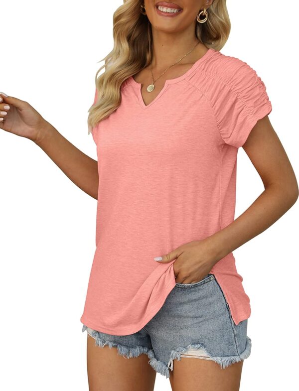 XIEERDUO Womens Summer Tops Casual V Neck T Shirts Short Sleeve Shirts Loose Fit Flowy - Image 3