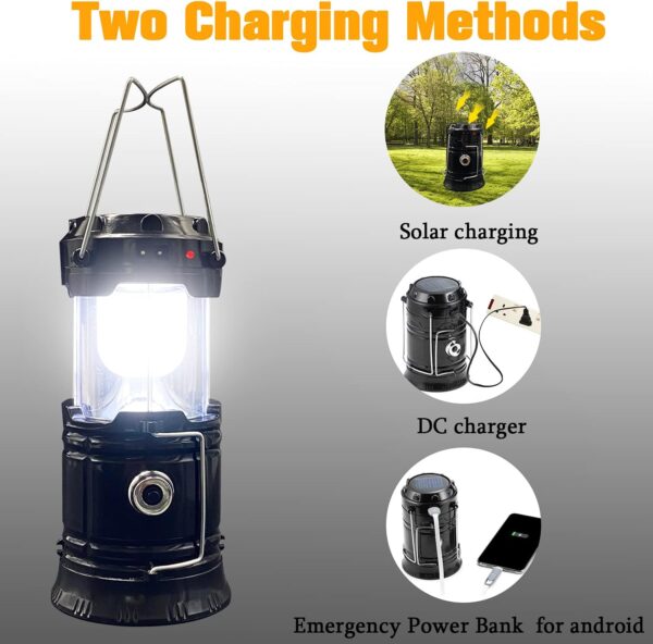 Collapsible Portable LED Camping Lantern XTAUTO Lightweight Waterproof Solar USB Rechargeable LED Flashlight Survival Kits for Indoor Outdoor Home Emergency Light Power Outages Hiking Hurricane 4-Pack - Image 5