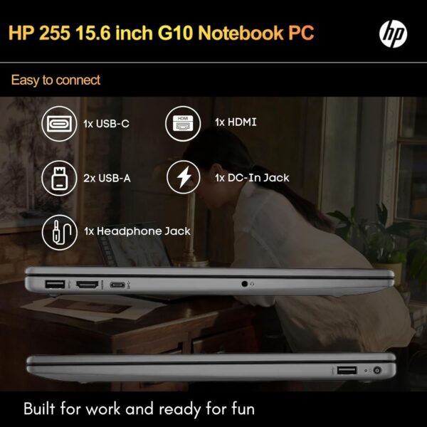 HP Newest 255 G10 Laptop for Home or Work, 16GB RAM, 1TB SSD, 15.6" Full HD, Ryzen 3 7330U (Beat Intel i5-1135G7), Ethernet Port, HDMI, USB-C, Windows 11 Pro, Business and Fun Ready (2024) - Image 5