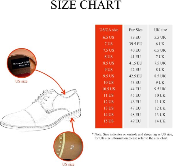 Bruno Moda Italy Men's Prince Classic Modern Formal Oxford Wingtip Lace Up Dress Shoes - Image 7