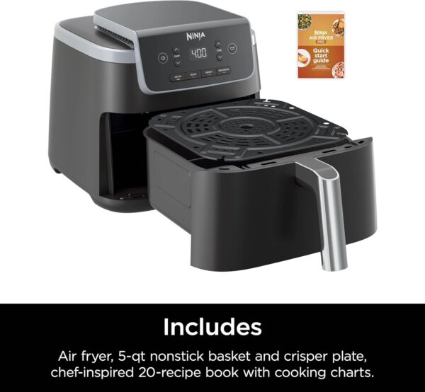 Ninja Air Fryer Pro 4-in-1 with 5 QT Capacity, Air Fry, Roast, Reheat, Dehydrate, Air Crisp Technology with 400F for hot, crispy results in just minutes, Nonstick Basket & Crisper Plate, Grey, AF141 - Image 9