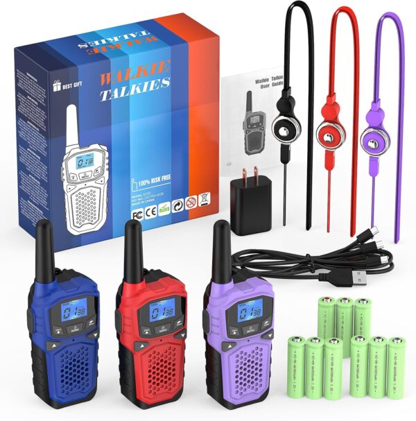 Walkie Talkies for Adults- WokTok Long Range Two Way Radio for Camping Hiking Hand Held Hiking Accessories Camping Gear Xmas Birthday Gift for Kids,SOS Siren,NOAA Weather Alert,3 Radios - Image 7