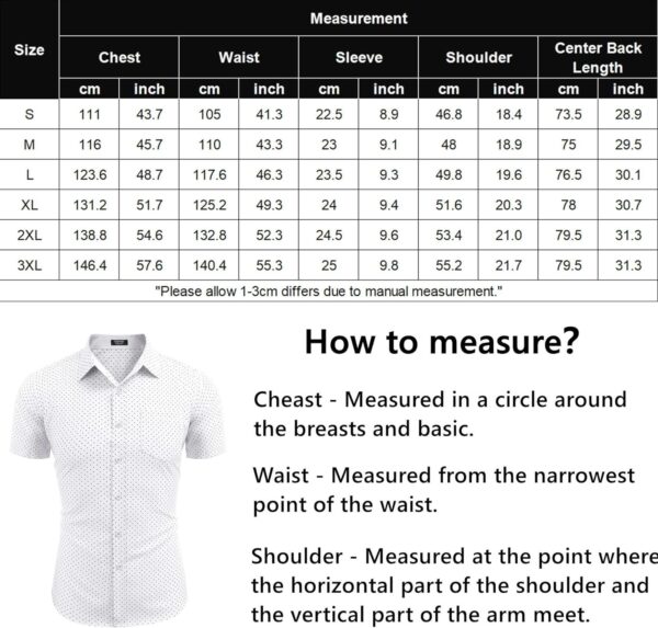 COOFANDY Mens Short Sleeve Button Down Shirts Wrinkle Free Dress Shirts Casual Polka Dot Print Shirt with Pocket - Image 6