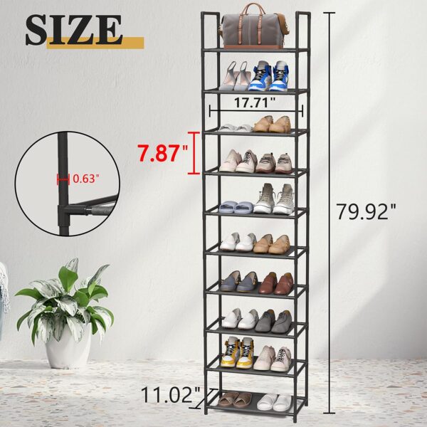 Z&L HOUSE 10 Tier Shoe Rack Tall, Sturdy Free Standing Narrow Shoe Stand, Store 20-24 Pairs of Shoes, Stackable Shoe Organizer Storage Shelf for Entryway to Increase The Use of Space - Image 2