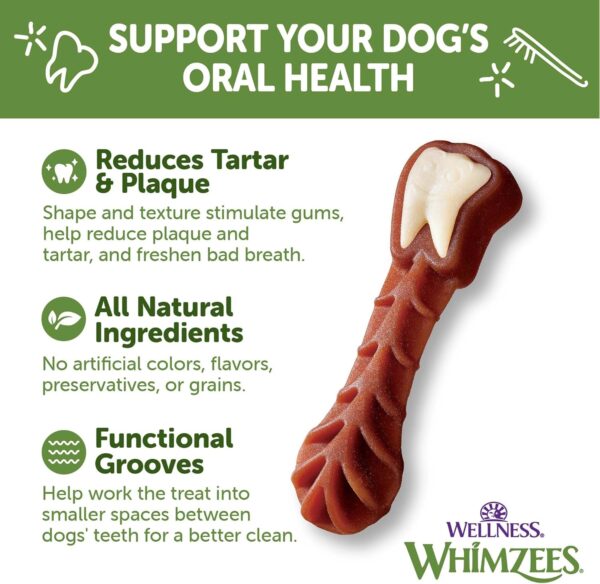 WHIMZEES by Wellness Value Box Natural Dental Chews for Dogs – Clean Teeth, Freshen Breath, Reduce Plaque & Tartar, Medium Breed 44 Count - Image 6