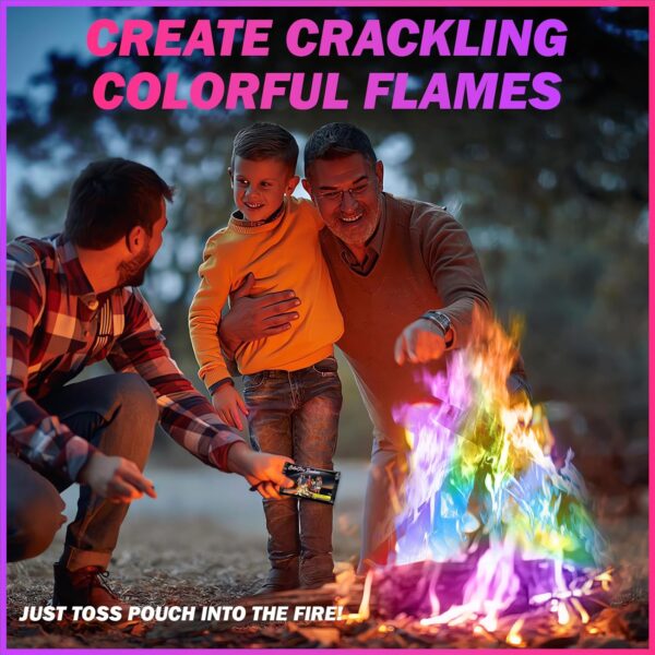 12 Pack Colorful Flames Magic Fire Packets Fire Pit for Campfires and Fire Pits,Fire Color Packets Camping Accessories for Kids & Adults,Outdoor Fire Changing Cosmic Flame Powder. (12 Packets) - Image 2