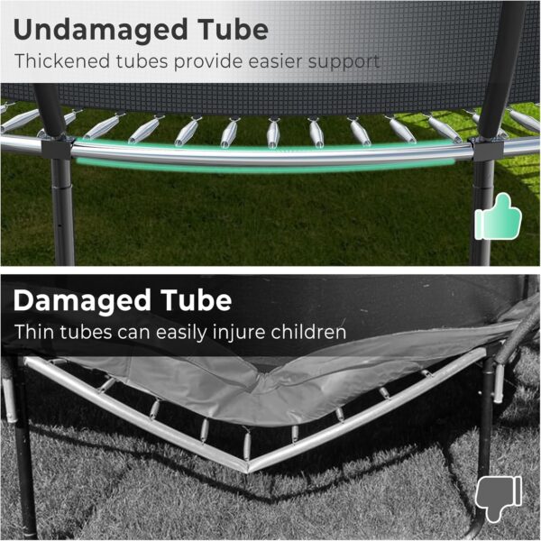 16 15 14 12 10FT Upgrade Outdoor Trampoline for Kids and Adults, Pumpkin Trampolines with Curved Poles, Recreational Trampoline with Sprinkler - Image 5