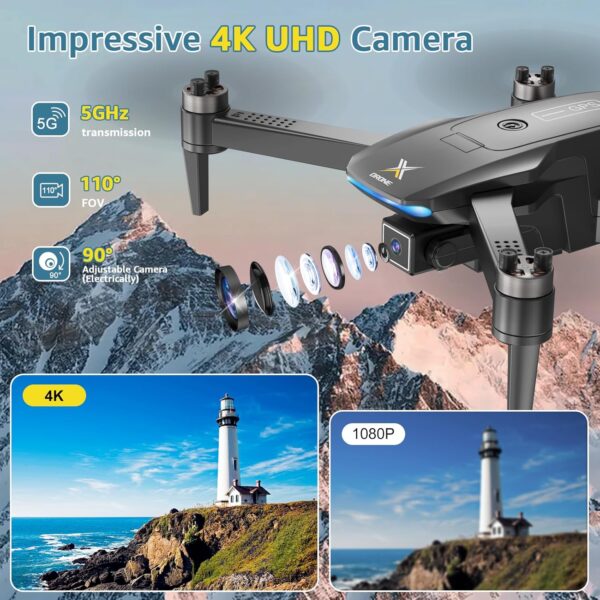 GPS Drone with 4K Camera for Adults, Brushless Motor Foldable FPV RC Quadcopter with 10000 Feet Control Range, Auto Return, Follow Me, Headless Mode, 50 Mins Long Flight for Adults, Beginner - Image 2