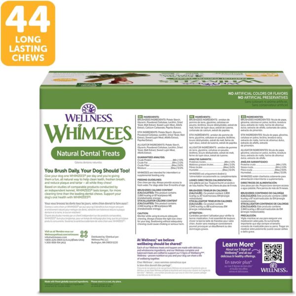 WHIMZEES by Wellness Value Box Natural Dental Chews for Dogs – Clean Teeth, Freshen Breath, Reduce Plaque & Tartar, Medium Breed 44 Count - Image 2