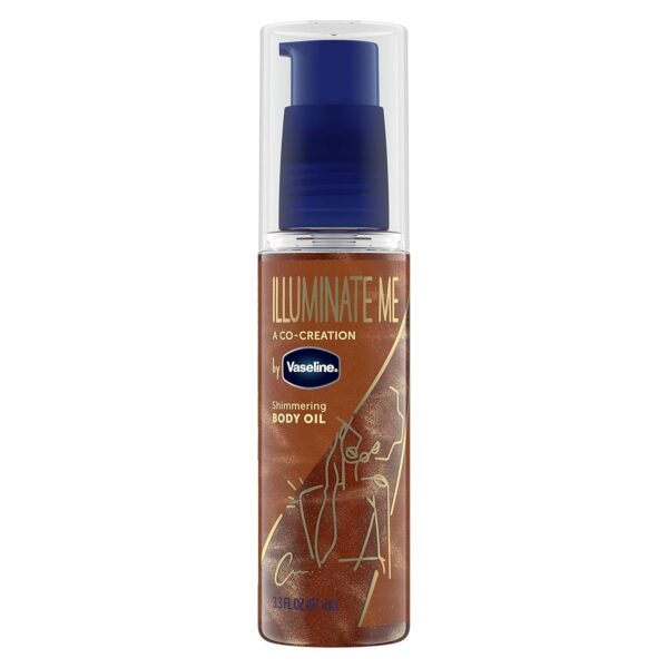 Vaseline Illuminate Me Shimmering Body Oil Created for Melanin Rich Skin, Illuminates Skin with Finishing Touch of Shimmer for Glowing Skin 3.3 oz