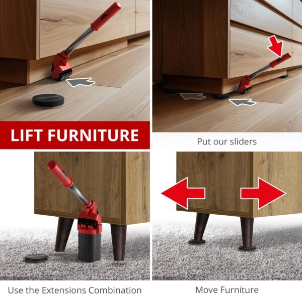 X-Protector Furniture Lifter Tool - Premium Furniture Jack Lifter Tool to Lift Furniture Easily - Appliance Lifter with 8.5" Adjustable Height - Ideal Jack to Lift Furniture Easily with Minimal Effort - Image 2