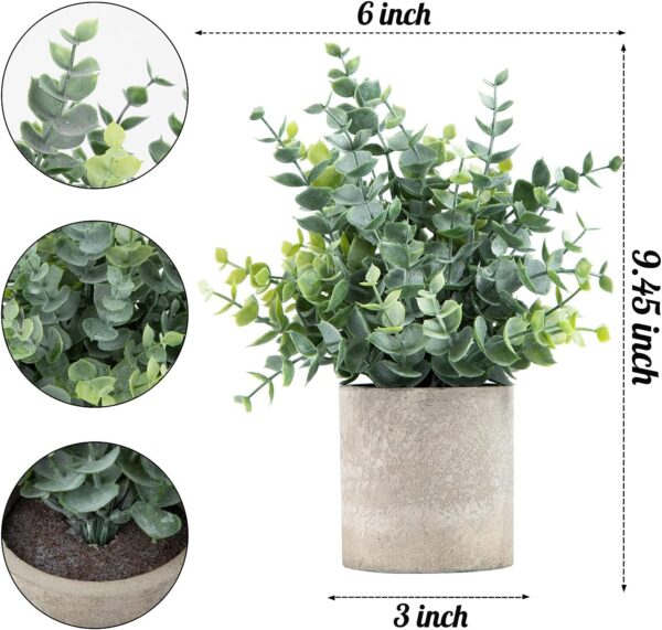 2 Pack Small Fake Plants Eucalyptus Potted Artificial Plants for Shelf Desk Home Bathroom Farmhouse Room Coffee Table Decor (Sage Green) - Image 7